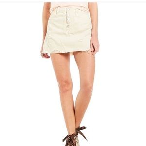 Free people denim raw frayed hem skirt